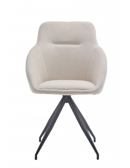 Chaise Nara – Assise tissu beige & pieds métal noir poudré