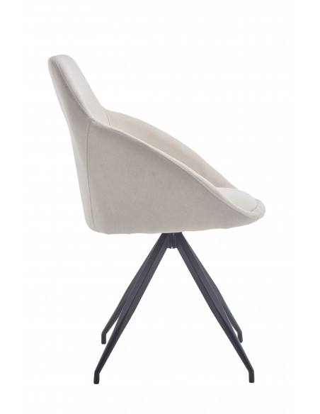 Chaise Nara – Assise tissu beige & pieds métal noir poudré