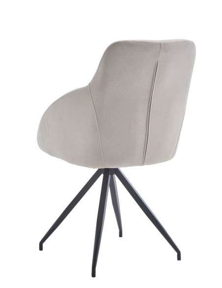 Chaise Nara – Assise tissu beige & pieds métal noir poudré