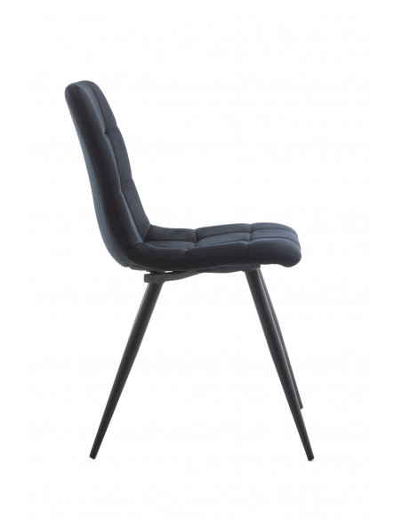 Chaise Elma – Velours matelassé & pieds métal noir, 2 coloris