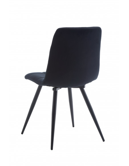 Chaise Elma – Velours matelassé & pieds métal noir, 2 coloris