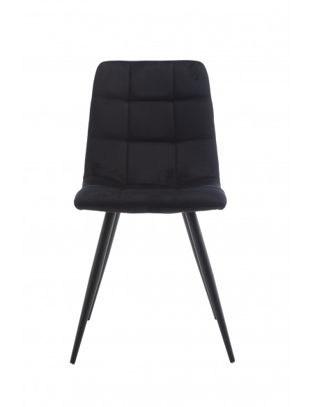 Chaise Elma – Velours matelassé & pieds métal noir, 2 coloris