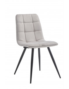 Chaise Elma – Velours matelassé & pieds métal noir, 2 coloris
