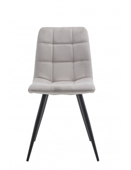 Chaise Elma – Velours matelassé & pieds métal noir, 2 coloris