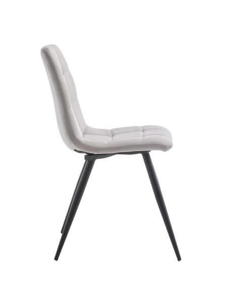 Chaise Elma – Velours matelassé & pieds métal noir, 2 coloris