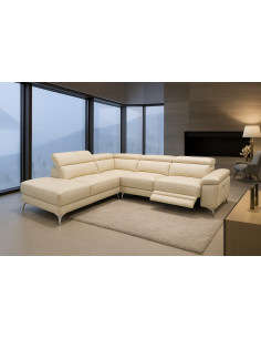 Canapé d\'angle relax en cuir de buffle  Alessandro - Beige