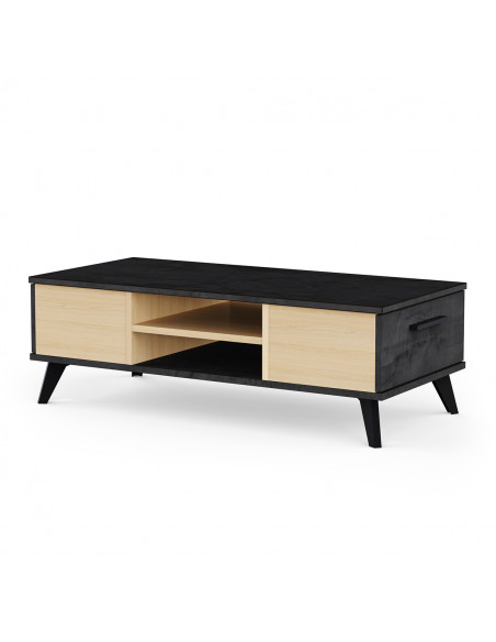 Table Basse Kent – Design Chêne & Noir – Style Moderne – Fabrication Française
