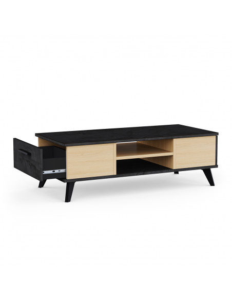 Table Basse Kent – Design Chêne & Noir – Style Moderne – Fabrication Française