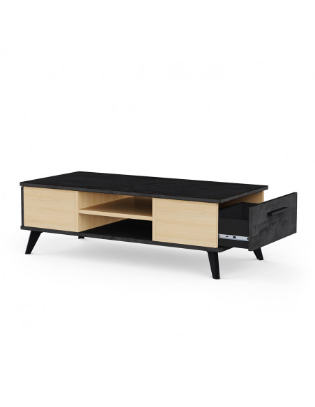 Table Basse Kent – Design Chêne & Noir – Style Moderne – Fabrication Française
