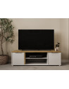 Meuble TV ACCESS – 2 Portes & 1 Niche – Chêne Hamilton & Blanc Mat – Écran jusqu’à 55” – Fabrication Française ????????