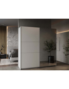 Armoire GHOST I – Portes Coulissantes avec Miroir – Blanc Mat – Largeurs 150/180/200 cm – Design Moderne