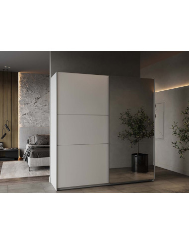 Armoire GHOST I – Portes Coulissantes avec Miroir – Blanc Mat – Largeurs 150/180/200 cm – Design Moderne