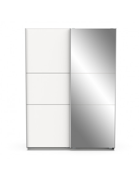 Armoire GHOST I – Portes Coulissantes avec Miroir – Blanc Mat – Largeurs 150/180/200 cm – Design Moderne