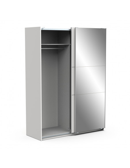Armoire GHOST I – Portes Coulissantes avec Miroir – Blanc Mat – Largeurs 150/180/200 cm – Design Moderne