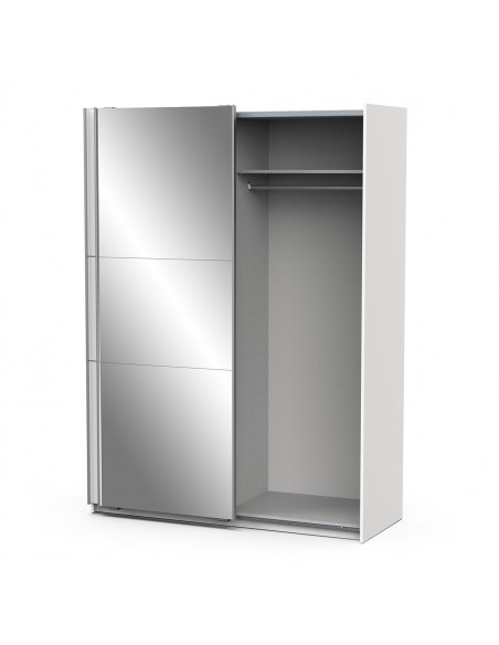 Armoire GHOST I – Portes Coulissantes avec Miroir – Blanc Mat – Largeurs 150/180/200 cm – Design Moderne