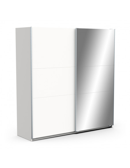 Armoire GHOST I – Portes Coulissantes avec Miroir – Blanc Mat – Largeurs 150/180/200 cm – Design Moderne