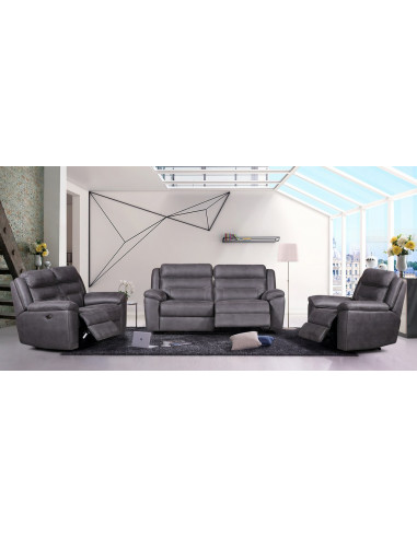 1 Canap? relax ?lectrique en microfibre CATANIA - Gris