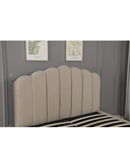 Lit Coffre en Velours Beige – Modèle Imperial Lit Coffre en Velours Beige – Modèle Imperial