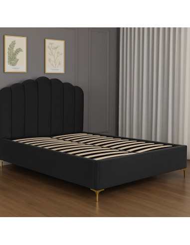 Lit Coffre en Velours Beige – Modèle Imperial Lit Coffre en Velours Beige – Modèle Imperial