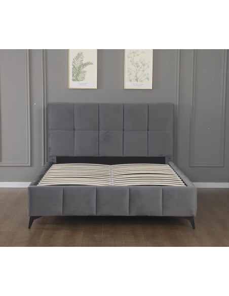 Lit Coffre ZENO en Velours Noir ou Gris Foncé – Design Moderne et Rangement Intégré Lit Coffre ZENO en Velours Noir ou Gris Foncé – Design Moderne et Rangement Intégré