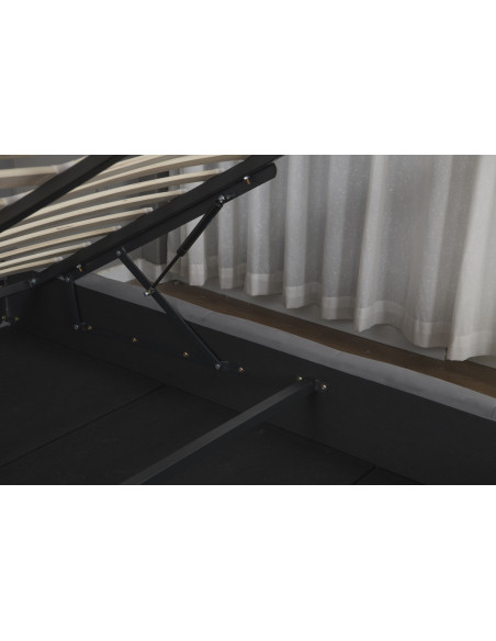 Lit Coffre ZENO en Velours Noir ou Gris Foncé – Design Moderne et Rangement Intégré