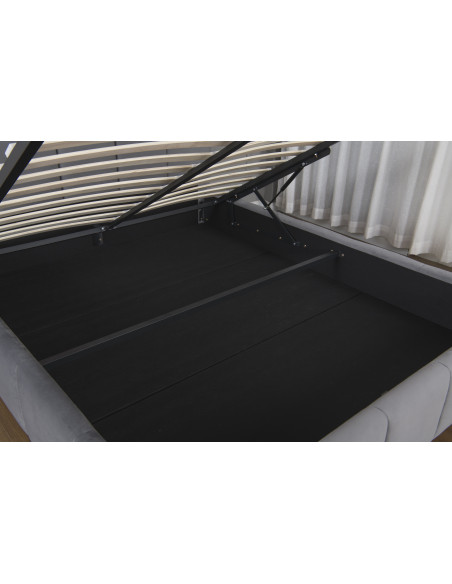 Lit Coffre ZENO en Velours Noir ou Gris Foncé – Design Moderne et Rangement Intégré