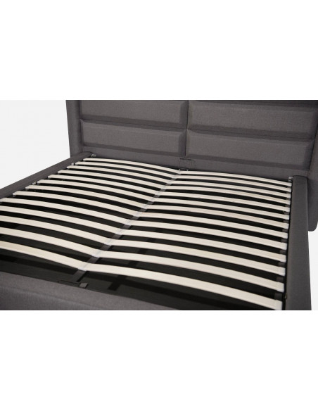 Lit Lunea – Élégance nocturne en tissu gris foncé