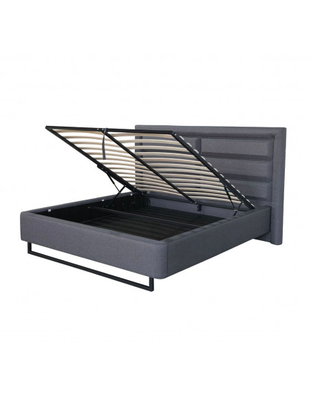 Lit Lunea – Élégance nocturne en tissu gris foncé