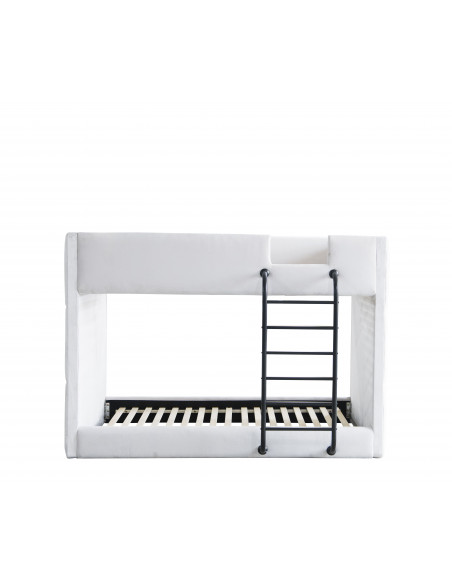 Lit superposé Lumy – Velours blanc 90x200 cm Lit superposé Lumy – Velours blanc 90x200 cm