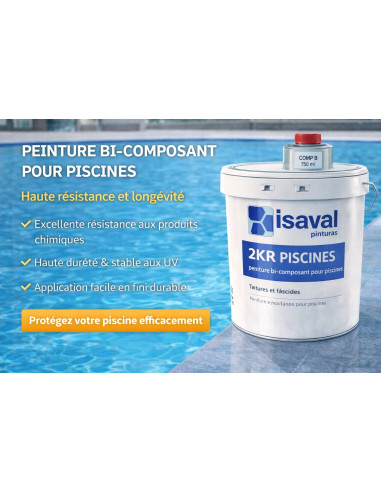 Peinture Piscines bi-composants pour support Ciment, Polyester et f...