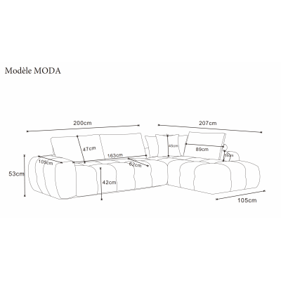 Canapé MODA – Style contemporain & facile à transporter (compressé)
