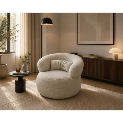 Fauteuil ISTANBUL – Fauteuil Design Rotatif 360° en Tissu Bouclette