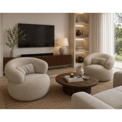 Fauteuil ISTANBUL – Fauteuil Design Rotatif 360° en Tissu Bouclette