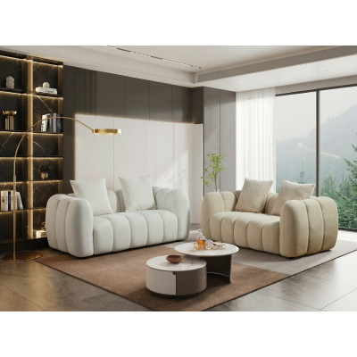 Canapé 2 Places SOHO – Design Bulbe en Velours avec 2 Coussins – Confort Premium 30 kg/m³