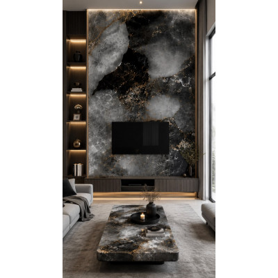 Panneau PVC Marbre Noir Graphite