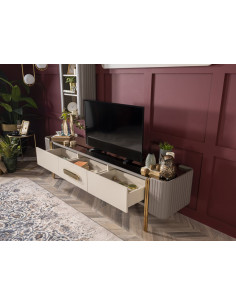 Meuble TV Florya Beige et Doré