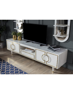 Meuble Tv blanc Doré Deco...